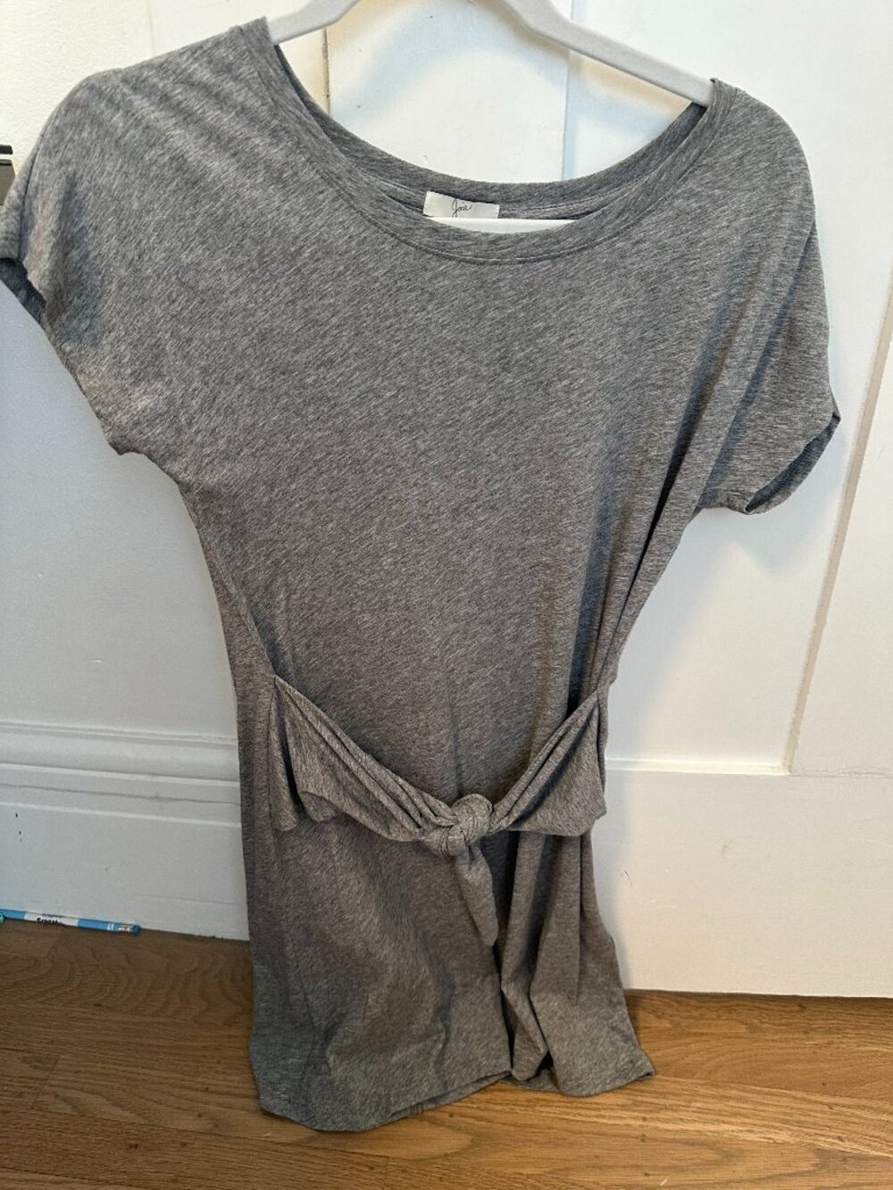 Joie gray mini dress with twist/knot front detail